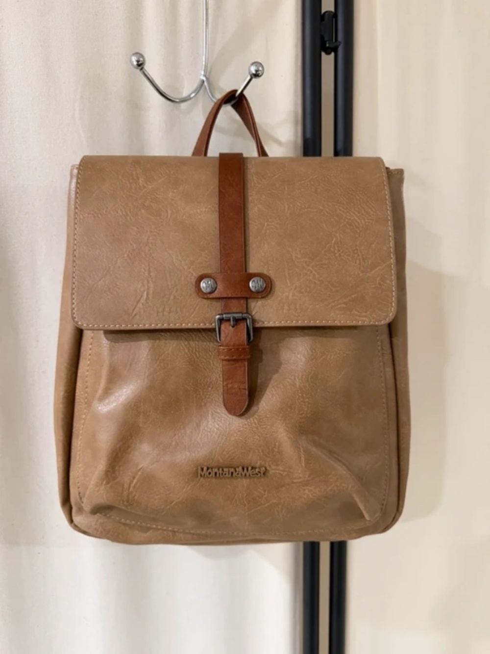 Montana West Convertible Backpack Purse Tan Brown Faux Leather Boho Western